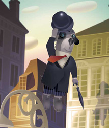 Magritte and the hat pretend to
fly away.